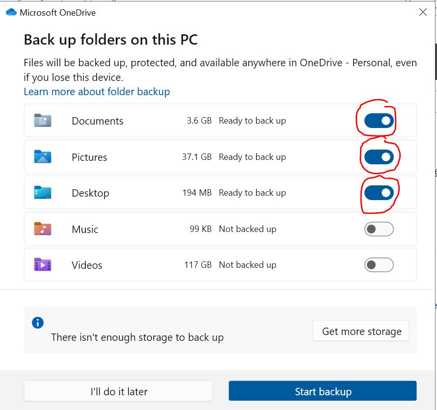 Step 5 Now make sure all folders are turned off